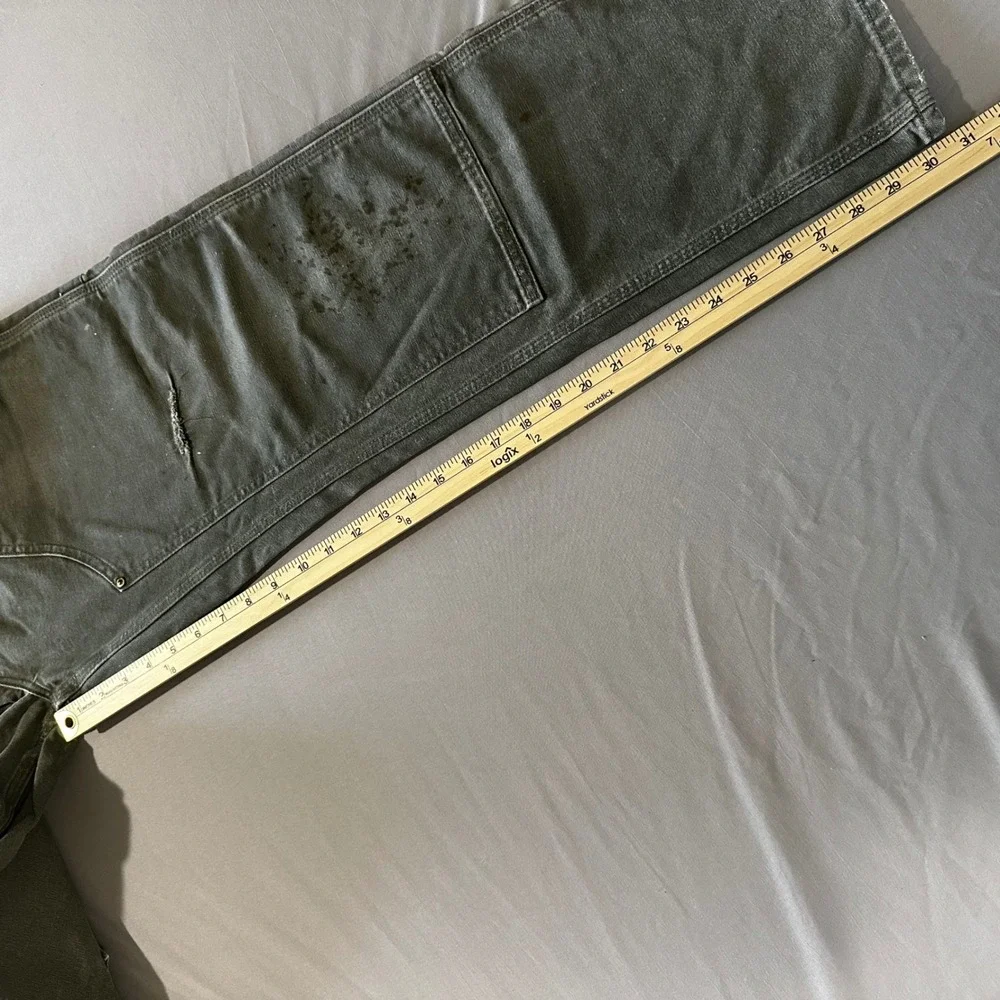 Carhartt B01 Double Knee Pants Mens 34x32 Moss Green Good Distressed USA Made